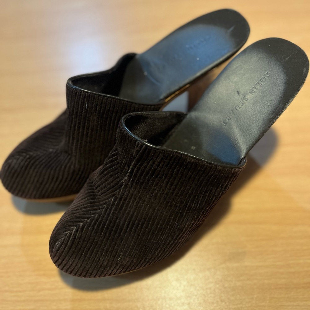 Colin Stuart Chocolate Brown Vintage Corduroy Heeled Mules